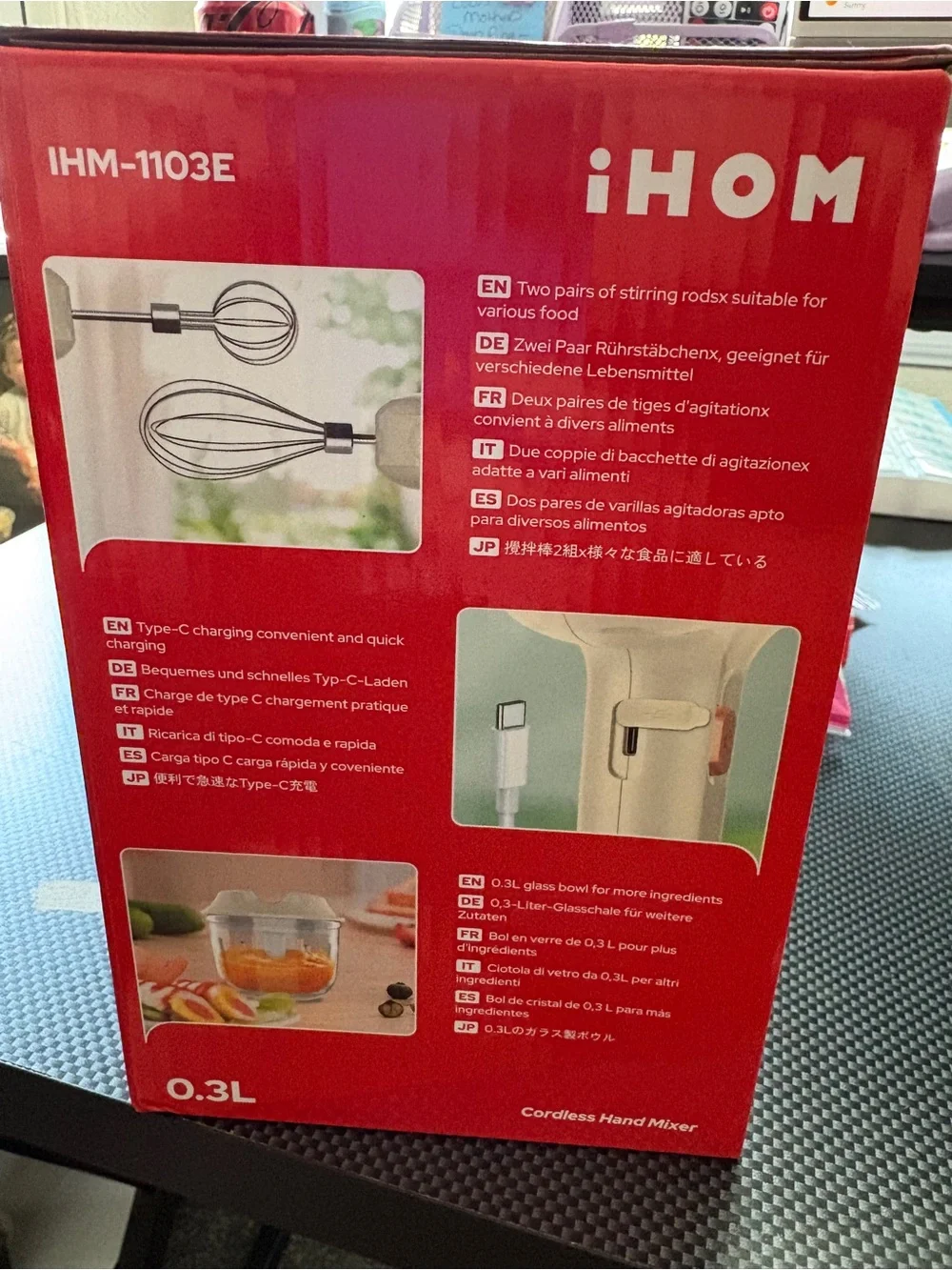 Cream Cordless Hand Mixer IHM-1103E - 0.3L